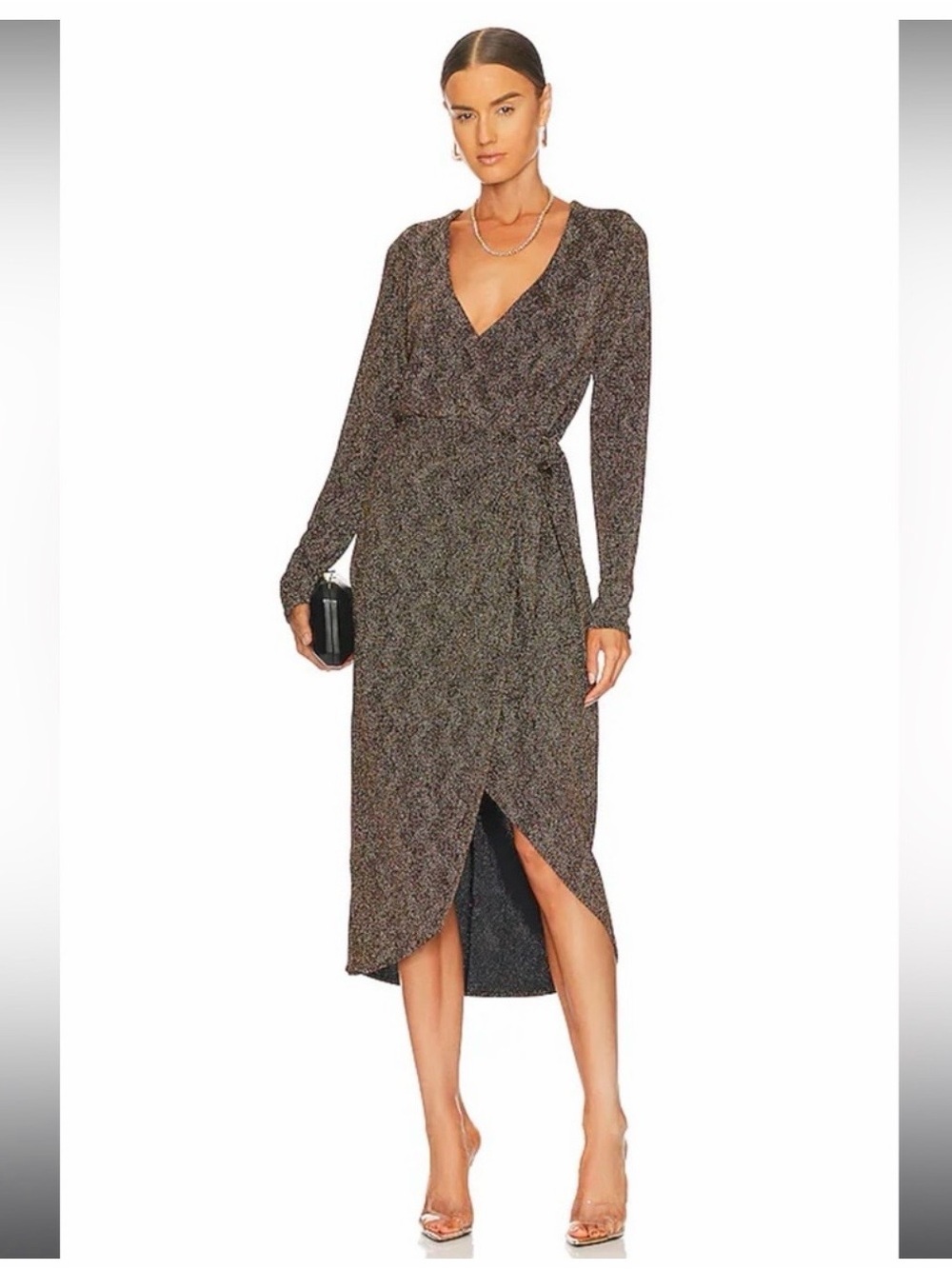 ⚡️Show Me Your Mumu Kimora Wrap Midi Dress in Squiggle Sparkle